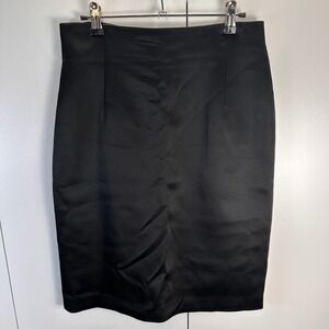 LIST Boutique Made in Italy Womens Sz 44 Black Pencil Skirt‎ High Waist Luxury